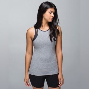 Lululemon Inspiration Tank Top in Heathered Slate / Deep Coal with Built in Bra